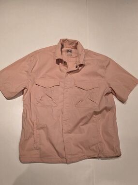 American Eagle Outfitters Men's Short Sleeve Button-Down Shirt - Light Pink